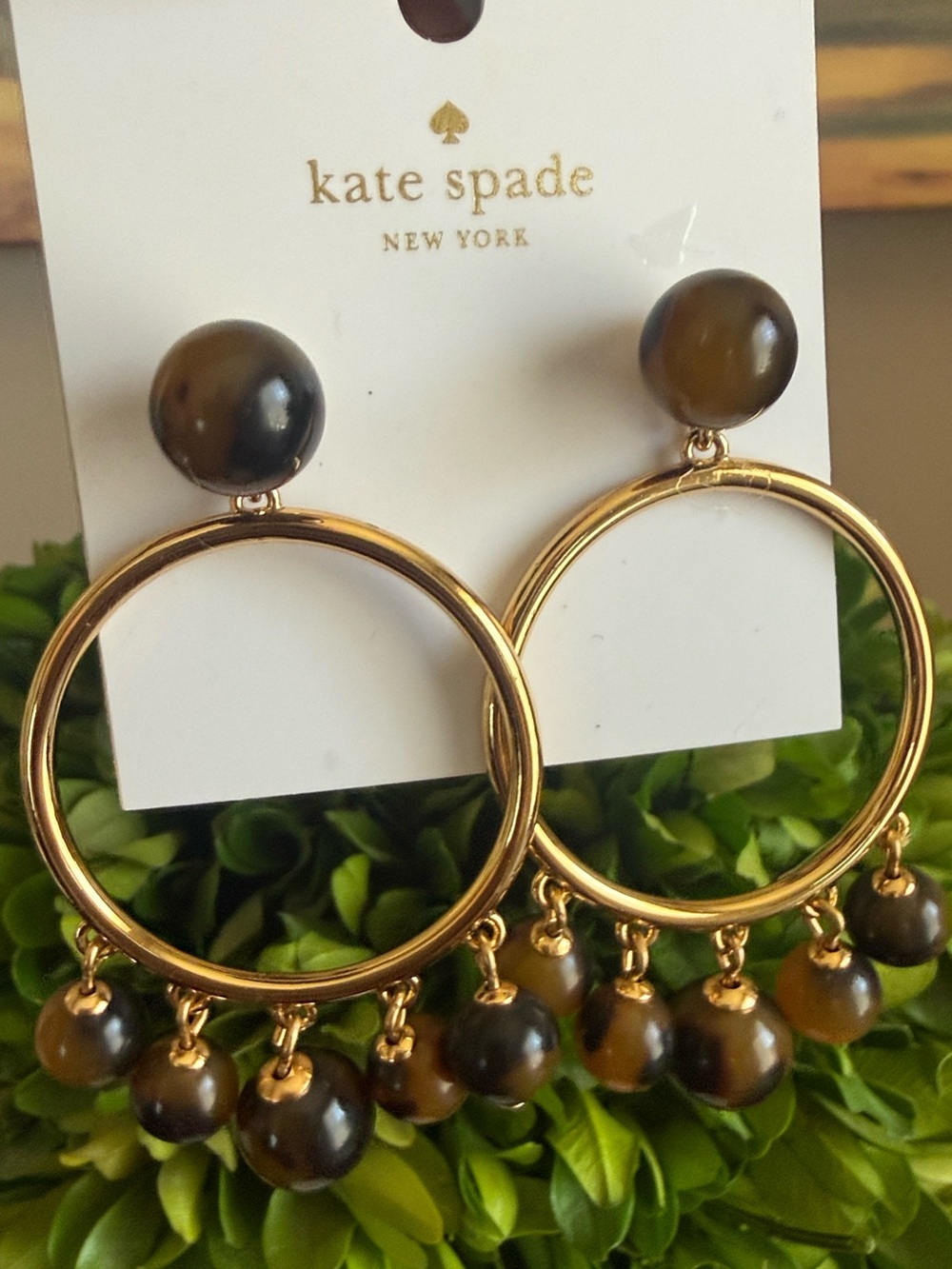 KATE SPADE ♠️ New York TORTOISE BAUBLE DROP HOOP EARRINGS 🌟NWT🌟 - Picture 8 of 15